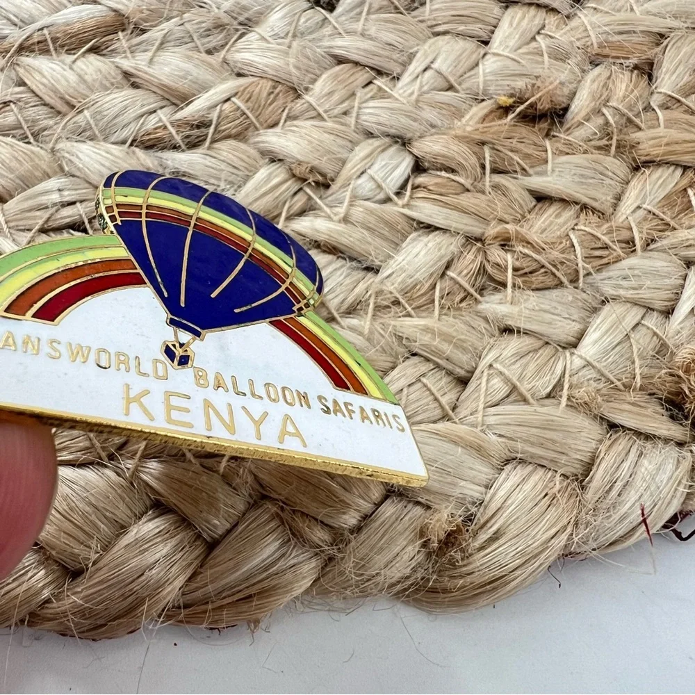 Vintage‎ Trans Rainbow Kenya Pin Enamel Hot Air Ballon